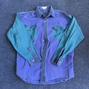 Vintage 90s Ash Creek Trading Shirt Mens Large Colorblock Long Sleeve Button Up